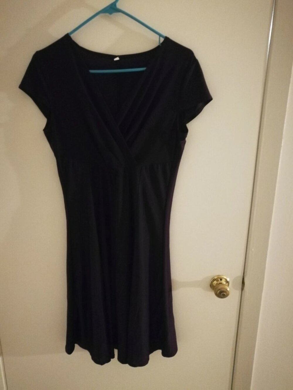Women's V Neck Silk Dress Dark Purple US Size S